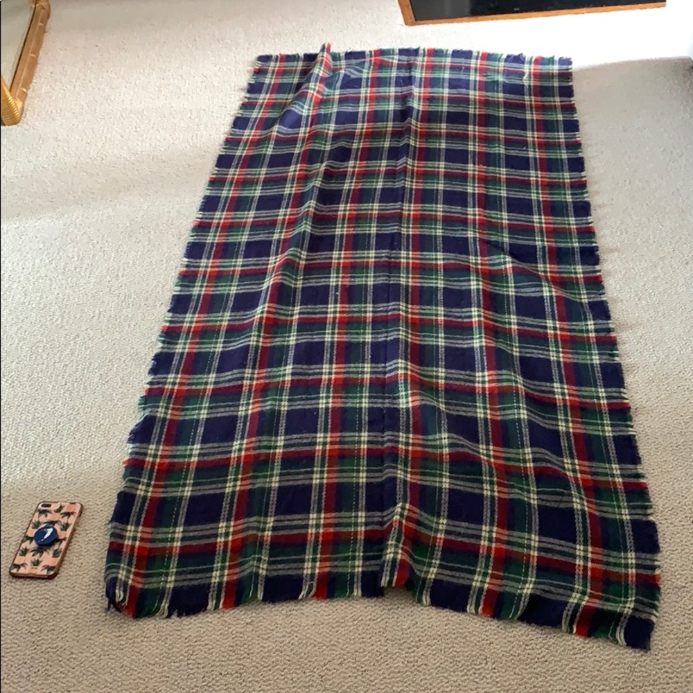 Large plaid wrap scarf - red blue green